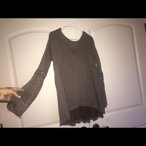 Brown Textured Free People Sweater
